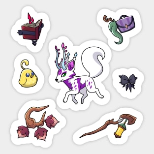 fer.al Kitsune with Song Bird and Eureka Items Sticker